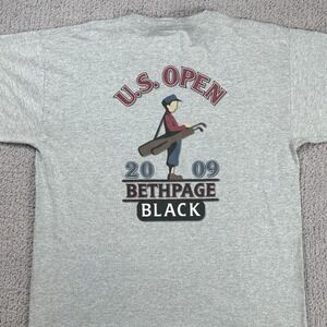 2009 US Open Bethpage Black Golf T Shirt Mens Gray Size L USGA Official Merch